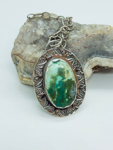 Heavy stamped sterling silver and Hubei Turquoise necklace
