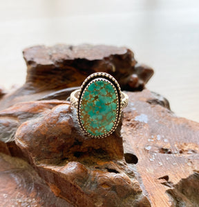 Hubei turquoise stamped band ring